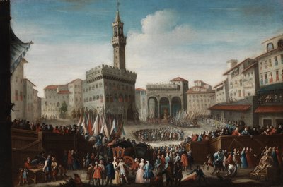 Large Festive Gathering on the Piazza della Signoria in Florence by Anonymous